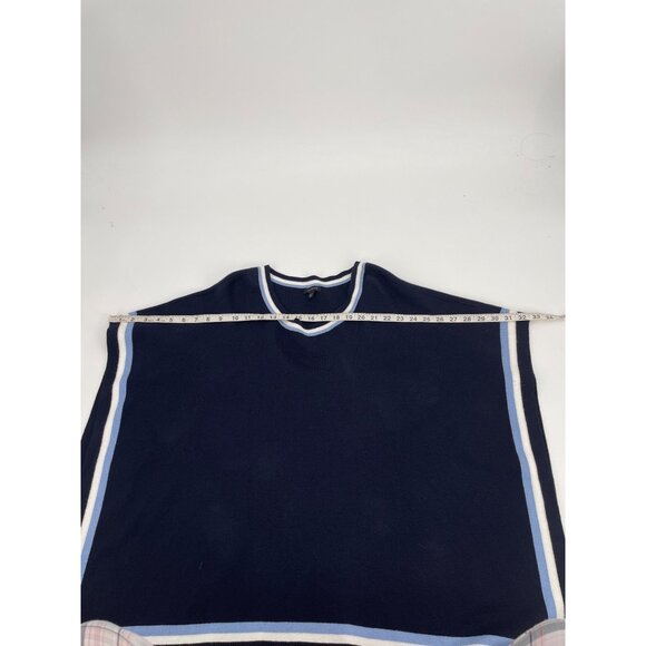 Talbots Womens XS/S Navy Poncho Sweater Blue Striped Knit Casual Nautical Preppy - Picture 5 of 8